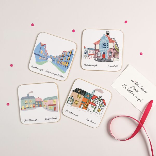 Pack of four Marlborough illustrated coasters