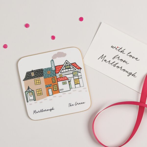 Illustrated coaster of The Green in Marlborough