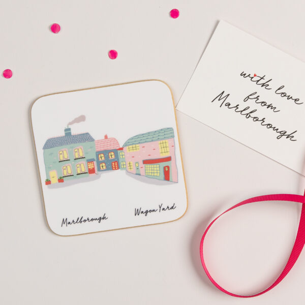 Illustrated coaster of Wagon Yard in Marlborough