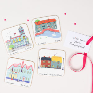 Pack of four Hungerford illustrated coasters