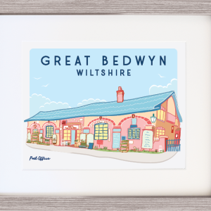 Illustrated Print with Frame - Great Bedwyn Post Office