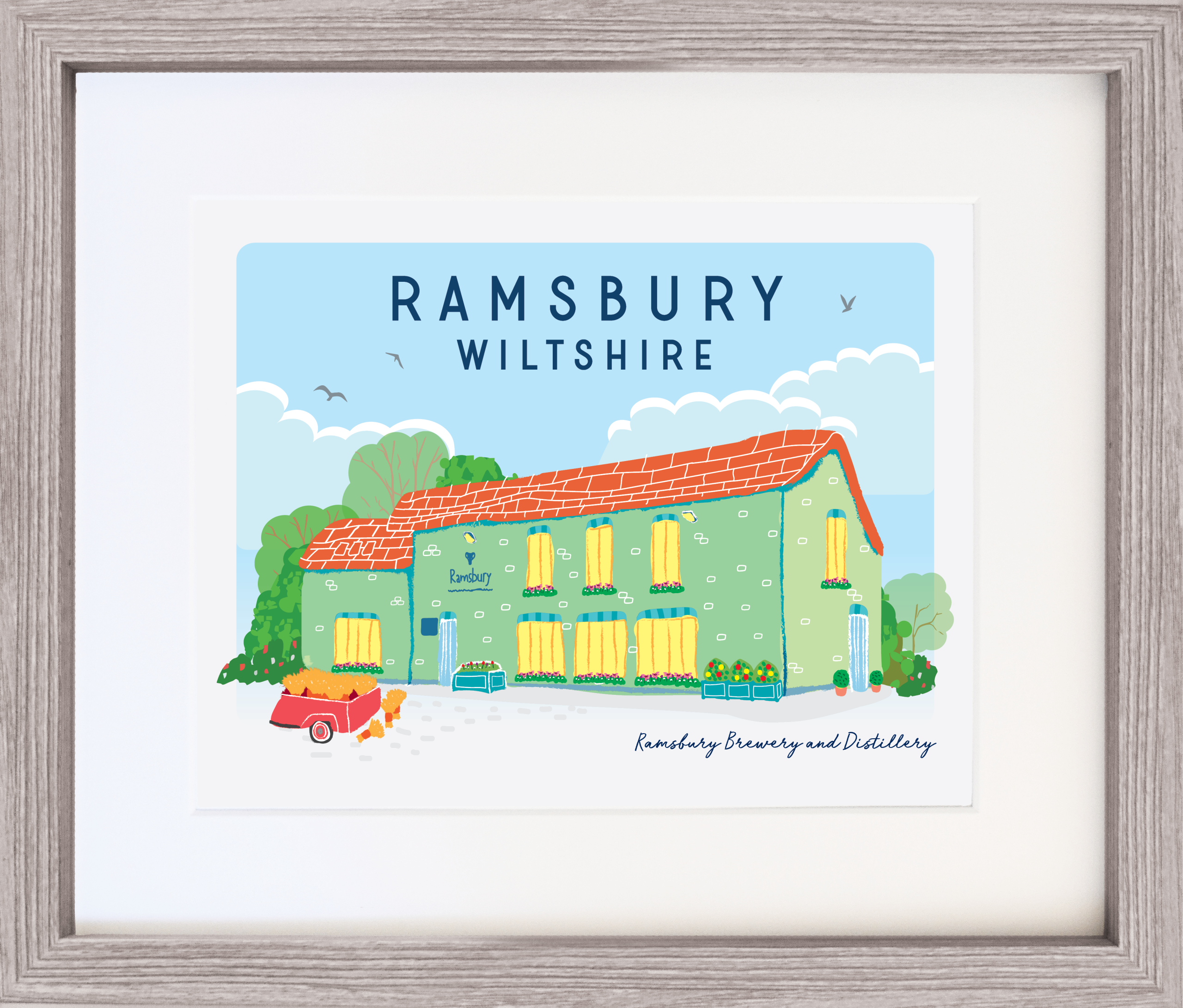 Illustrated Print with Frame - Ramsbury Brewery and Distillery