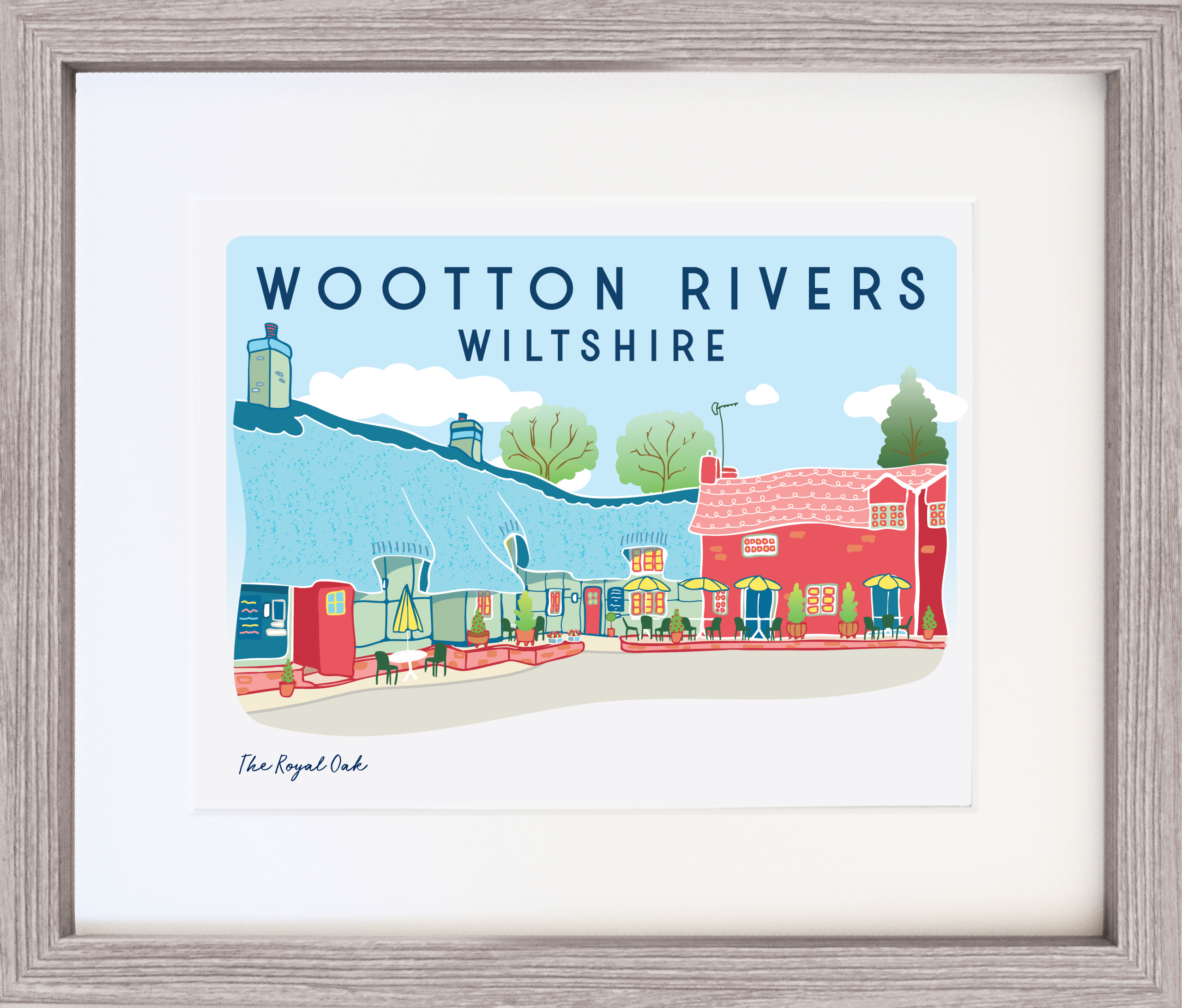 Illustrated Print with Frame - Wootton Rivers Royal Oak