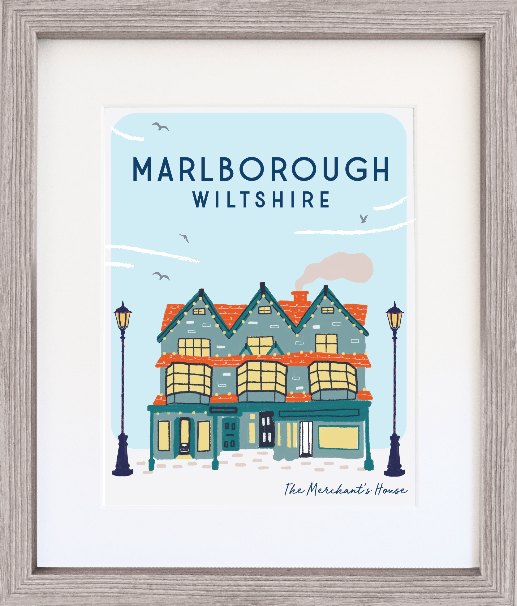 Illustrated Print with Frame - Marlborough Merchant's House
