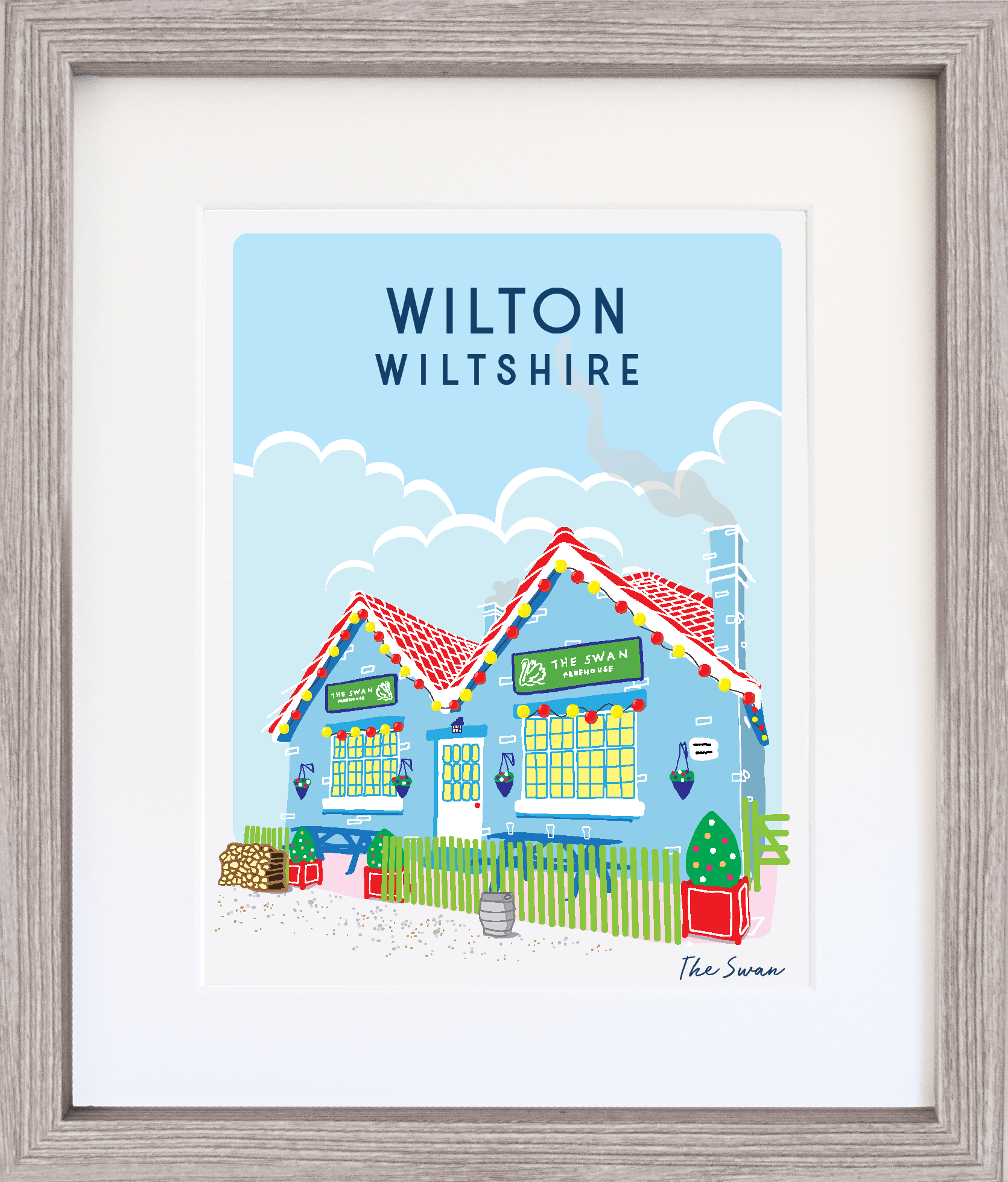 Illustrated Print with Frame - Wilton Swan