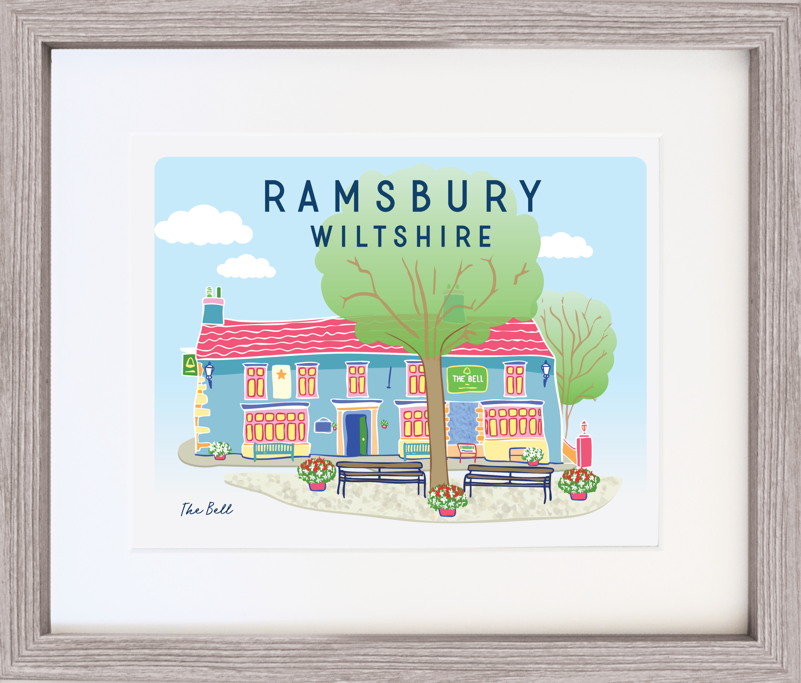 Illustrated Print with Frame - Ramsbury Bell